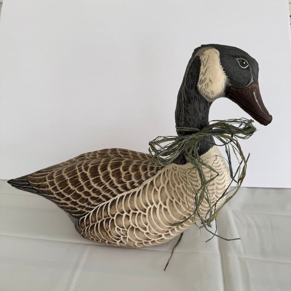 Vtg Handmade Canadian Goose 3D Pillow Stuffed Shaped Double Sided Geese